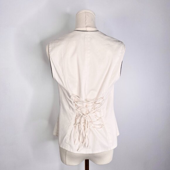 Anne Fontaine - Cream zipper bustier w/ lace-up back - Picture 4 of 10